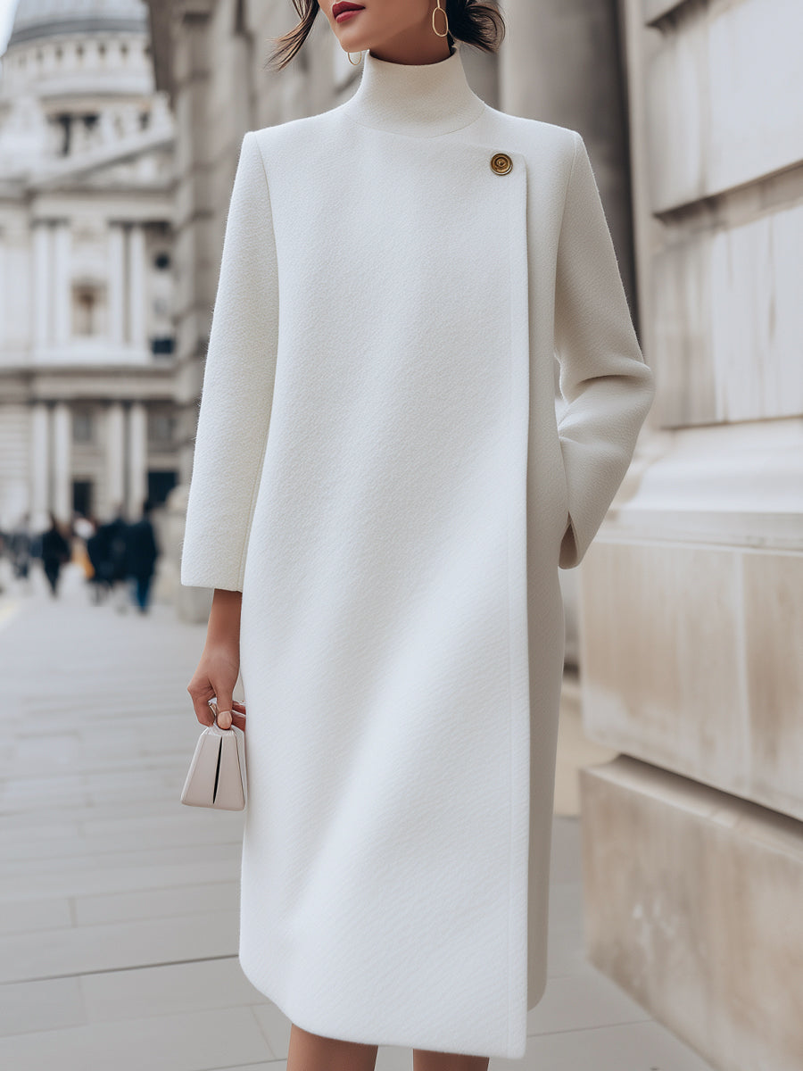 Elena | Wool-Blend Coat with Button Detail - Maison & Moor