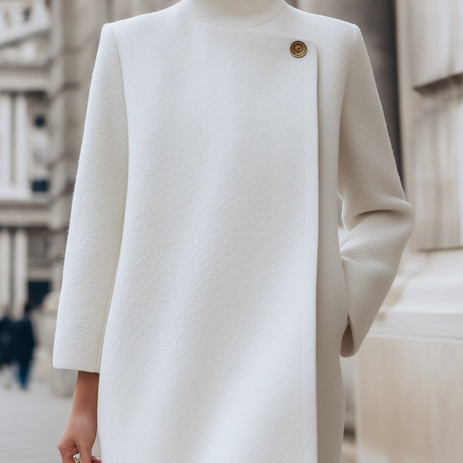 Elena | Wool-Blend Coat with Button Detail - Maison & Moor