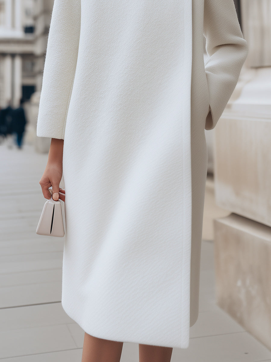 Elena | Wool-Blend Coat with Button Detail - Maison & Moor