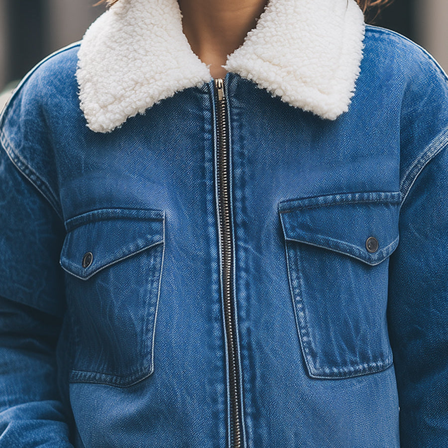 Elena | Sherpa-Lined Denim Jacket - Maison & Moor
