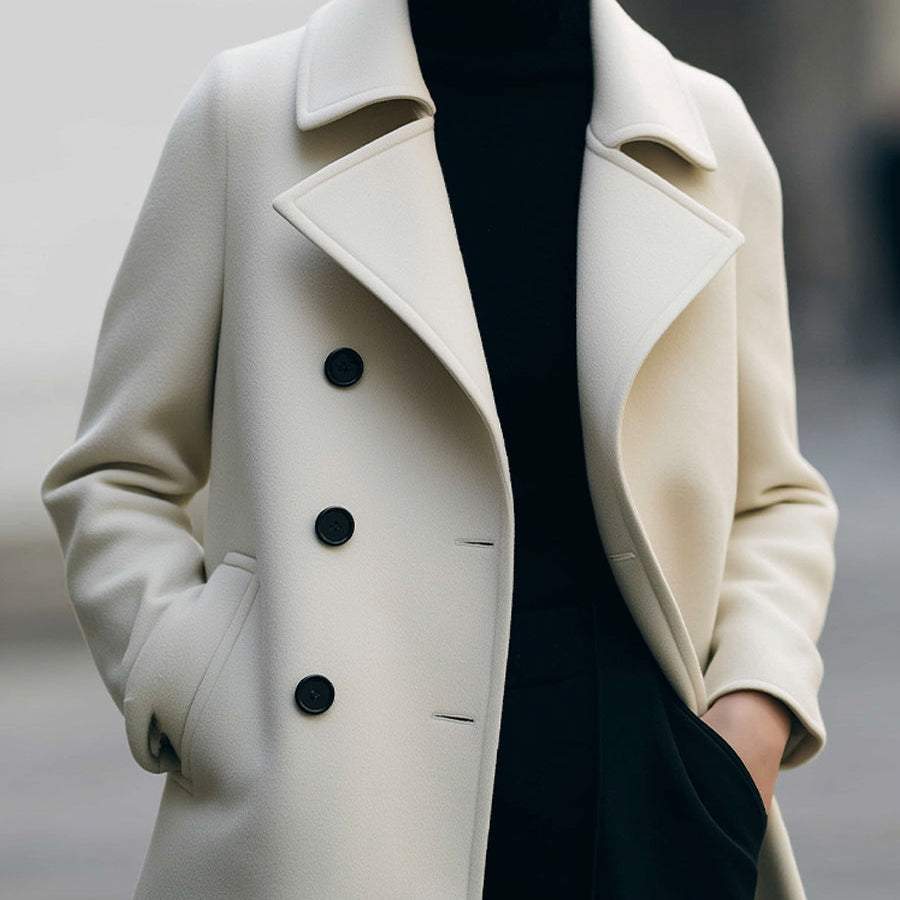 Ivory | Short Double-Breasted Coat - Maison & Moor