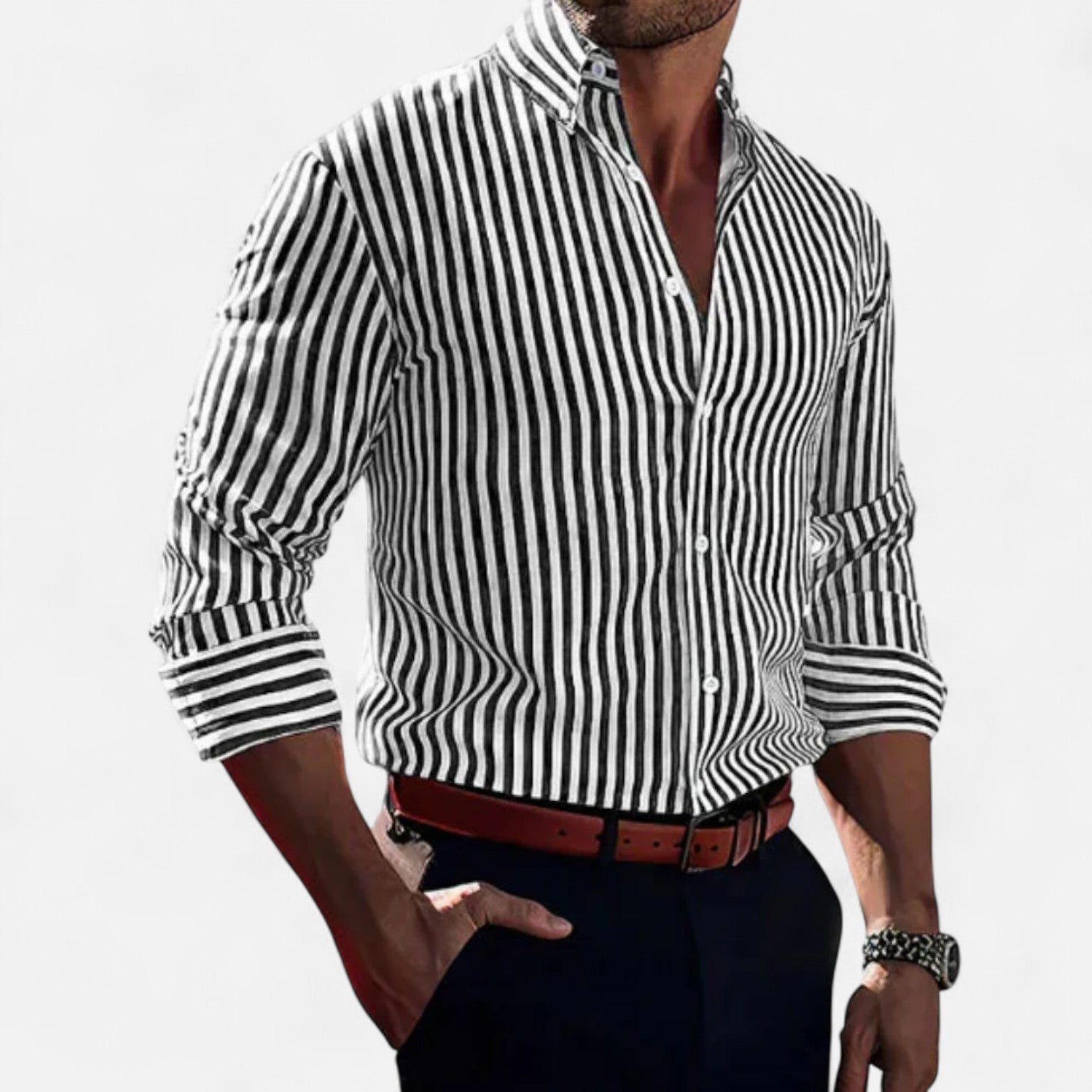 Men’s Classic Striped Summer Shirt – Timeless Pattern, Lightweight Comfort
