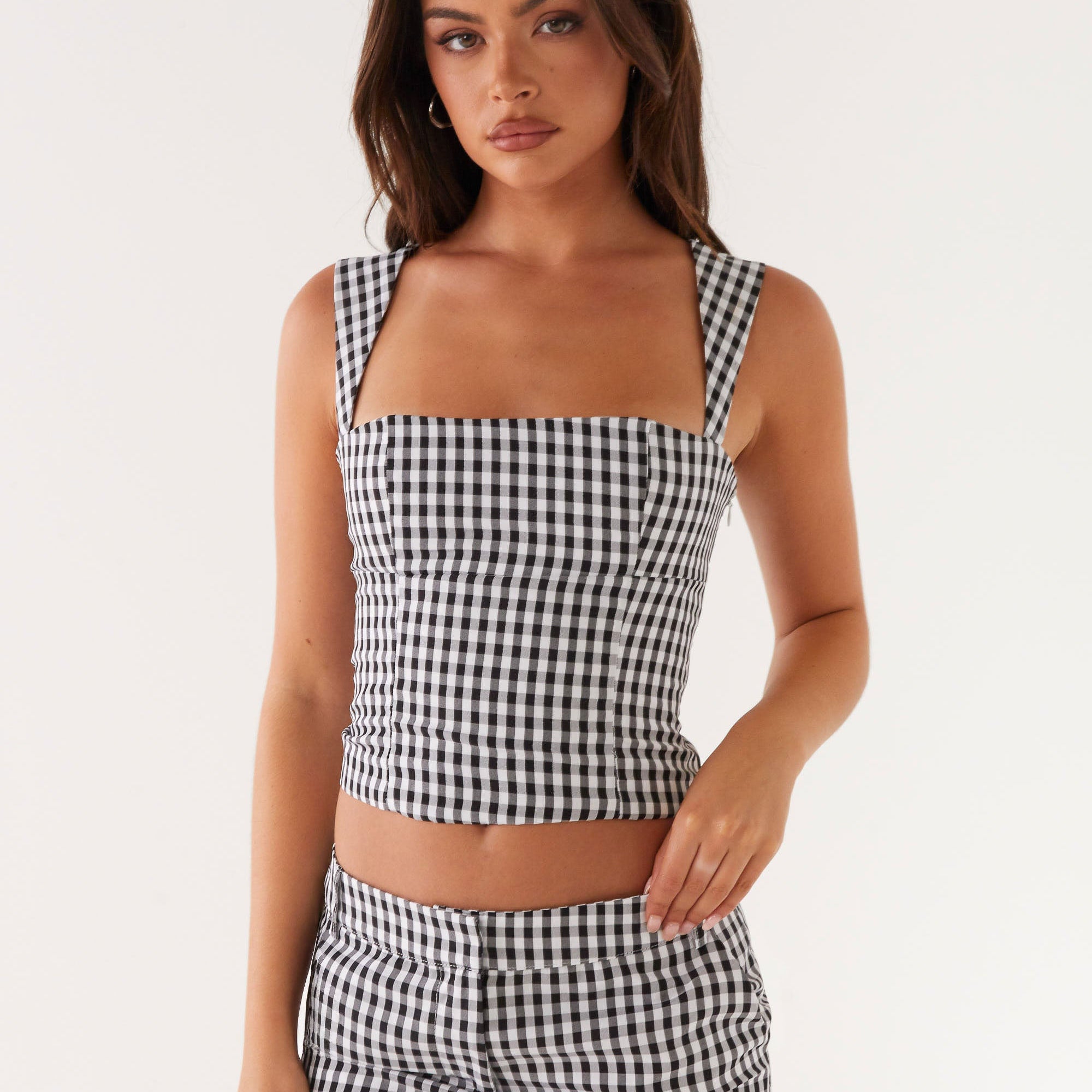 Lira - Gingham Lace-Up Back Set