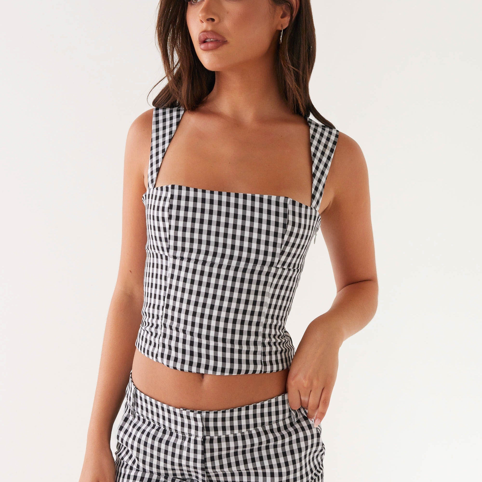 Lira - Gingham Lace-Up Back Set