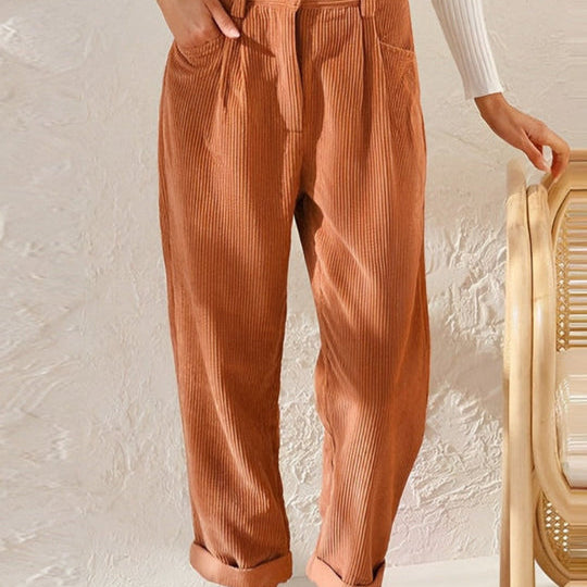 Women’s High-Waist Trousers - Pleated Relaxed Pants
