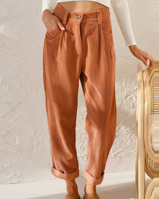 Women’s High-Waist Trousers - Pleated Relaxed Pants